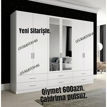 Düz dolab, Yataq otağı üçün, Şifonyer, Açılan, Quraşdırıla bilən, 6 qapı