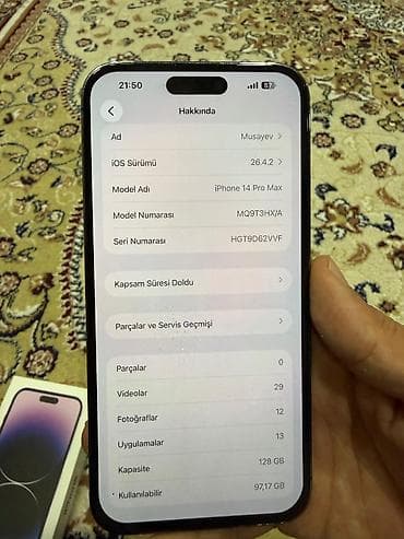ikinciel iphone: IPhone 14 Pro Max, 128 GB, Deep Purple, Face ID — 3