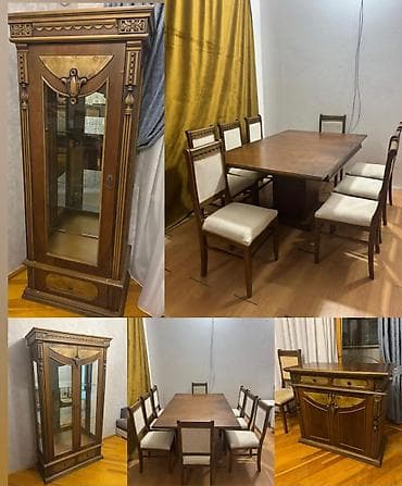 saloglu mebel gence: Qonaq dəsti satılır 480₼. Təmiz taxtadan. Masa 8 oturcaqlı. Ünvan — 1