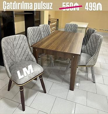ustular: Yemək otağı dəsti – masa + 4 stul - Masa: taxta teksturalı — 1