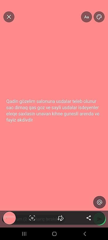 İş: Qadın gözəllik salonu üçün ustalar axtarılır. Aşağıdakı sahələr üzrə — 1