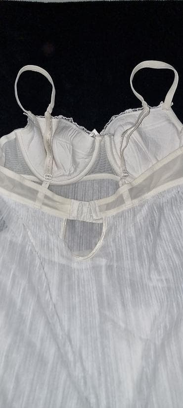 bel cantalari: Ağ rəngli zərif gecə kombinezonu/baby-doll Razmer xs arıq xanımlar — 3