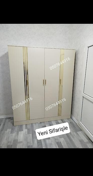 Düz dolab, Yataq otağı üçün, Qarderob, Açılan, Korpuslu, 4 qapılı