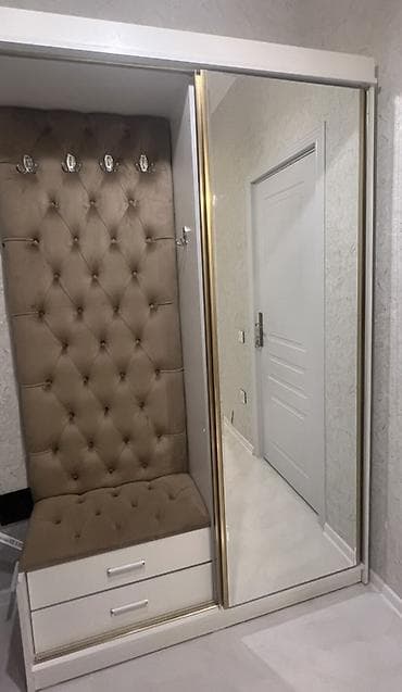 mebel materialı: İşlənmiş, 1 qapı, Güzgülü, Ağ, Digər material, Kupe, Düz dolab — 3