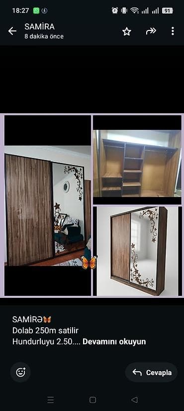 SAMİRƏ🦋 Dolab 250m satilir Hundurluyu 2.50. Derinliyi 60. Eni. 210 — 1