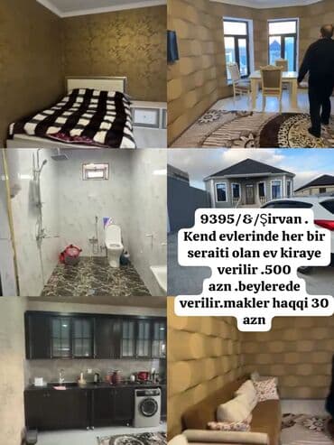 binədə ucuz evlər: Şirvan, Kənd evləri – hər bir şəraiti olan ev kirayə verilir. Mətnə — 1
