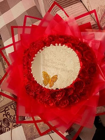 Fiqurlar: Qırmızı güllər və güzgü kompozisiyası – hədiyyəlik buket - Dizayn — 1