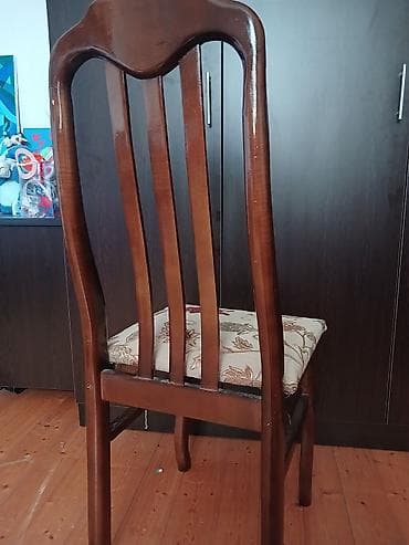 metbe: Taxta yemək otağı stulu 6 eded - Material: bərk ağac (tünd qəhvəyi — 3