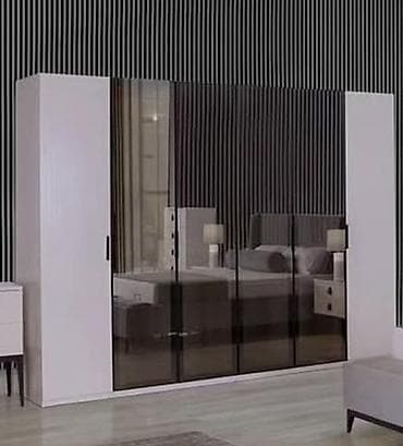 salon dolabi: 2 qapılı, Güzgülü, Ağ, Digər material, Açılan, Düz dolab — 1