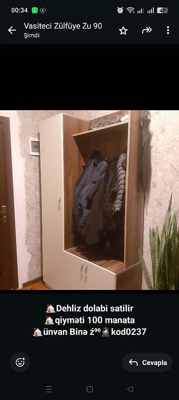 *🏠Dehliz dolabi satilir* *🏠qiyməti 100 manata* *🏠ünvan Binə