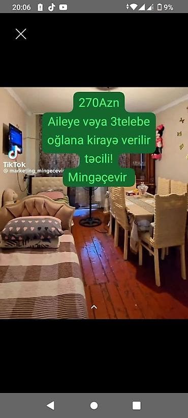 kiraye evler 1 otaqli 2022: Mingəçevir – kirayə otaq/ev Ailəyə və ya 3 tələbə oğlana kirayə — 1