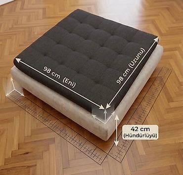 balta: İstikbal firmasının əla keyfiyyətli pufu/ottoman. Ölçülər: 98 × 98 — 3