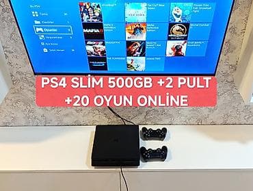 playstation 2 hdmi adapter: PS4 slim 500gb az işlənmiş əla vəziyətdə +2pult + 20 oyun. Cihaz — 1