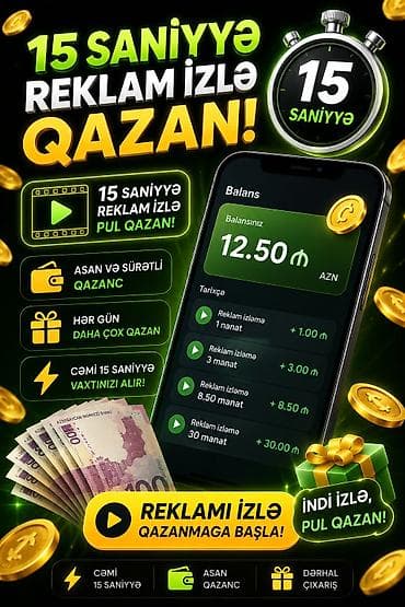 8 mart hediyelik: 15 saniyəyə reklam izlə və qazan! Mobil tətbiq vasitəsilə qısa reklam — 1