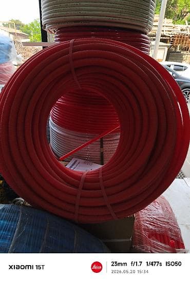 öztel kablo: Qırmızı rəngli gofra boru (elektrik üçün) - Material: çevik plastik — 1