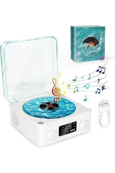 Mini musiqi qutusu/proyektor – retro pikap dizaynlı rəqəmsal stolüstü