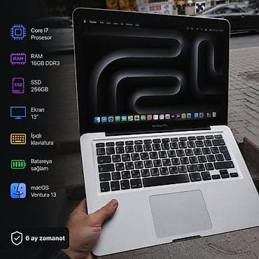 Macbook pro 13/core i7/Ram 16GB/SSD 256 Şəkillərdə görünən, gözəl