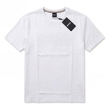 HUGO BOSS kişi t‑şörtü – ağ rəng - Klassik qısaqol, dairəvi yaxa - Ön — 1