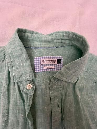 kətan köynək kişi: Köynək, L, rəng - Yaşıl — 3