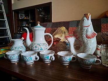 icki: Çay dəsti, rəng - Ağ, Farfor — 1