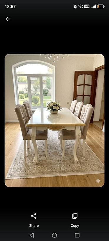 Qonaq otağı üçün, Açılmayan, Dördbucaq masa, 6 stul