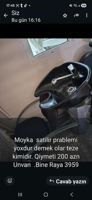sumqayit salon: Bərbərxana üçün saç yuma moykası satılır. Qara rəngli lavabosu — 1