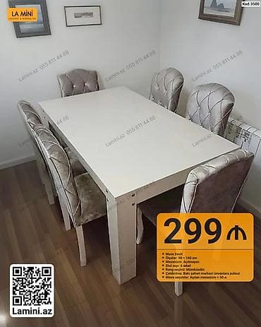 stul stol: Masa dəsti – La Mini (Kod: 3500) - Masa ölçüləri: 90 × 160 sm - — 1