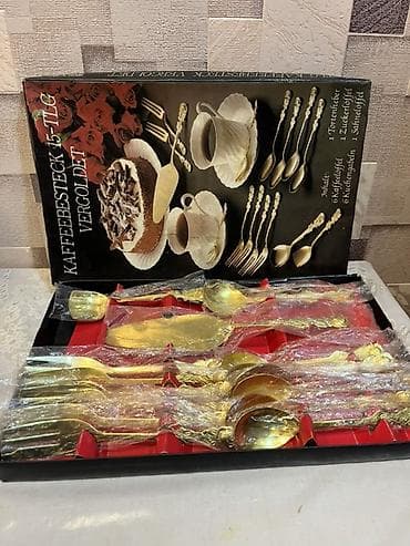 Столовые приборы: Qızılı rəngdə “Kaffeebesteck 15-tlg – Vergoldet” dəst Şık desert/kofe — 2