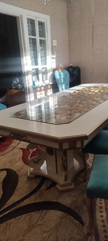 taxta palet satışı: Qonaq masası, Açılmayan, Şüşə, Dördbucaq masa — 3