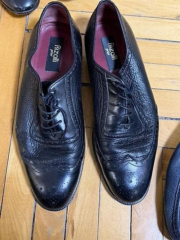 Kişi ayaqqabı dəsti 1) Rizzoli Paris – klassik dəri broq - Rəng: qara