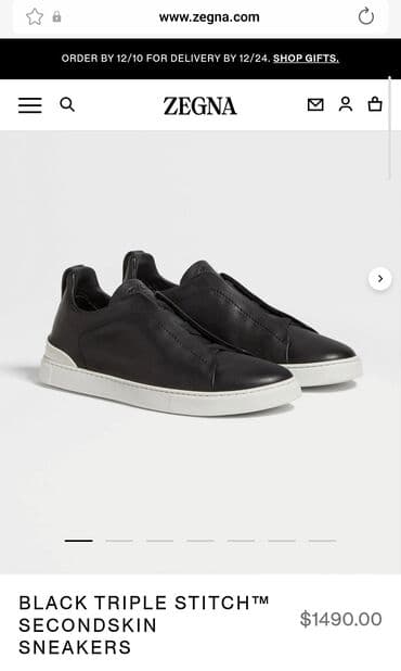 gümüş qiyməti 2023: ZEGNA Black Triple Stitch Secondskin Sneaker Made in Italy. Orjinal — 1