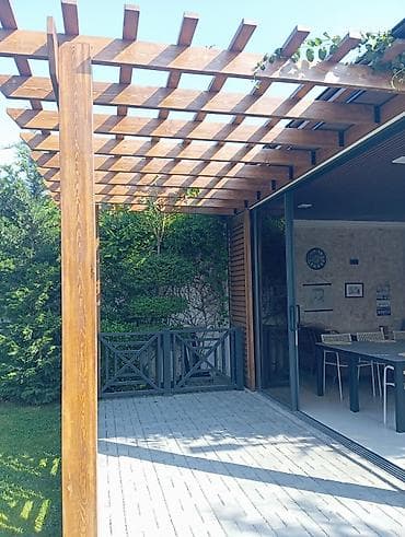 pavlonya ağacı satış: Açıq hava istirahət zonaları üçün dekorativ taxta pergola - Material — 1