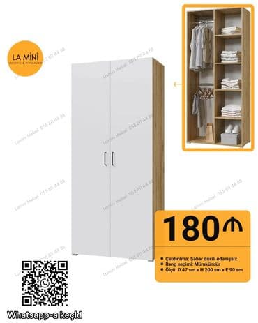paltar dolabı işlənmiş: Yeni, Açılan, 2 qapılı Düz dolab, Qarderob, paltar dolabı, Azərbaycan — 1