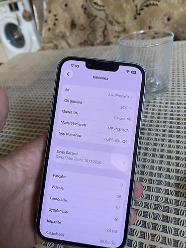 android 14 tv box: IPhone 14, Mavi, Face ID — 7