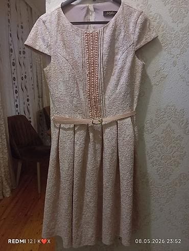 charles keith az: Zərif qadın paltarı – Laydies brendi - Rəng: açıq pudra/şampan - — 2