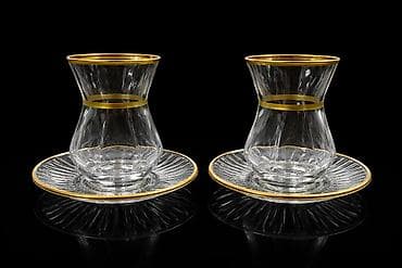 antik servis: Çay dəsti, rəng - Qızılı, Şüşə, 2 nəfərlik, Türkiyə — 5