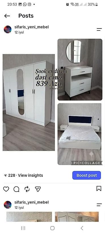 komodlar: Yataq otağı mebel dəsti - Minimalist dizaynlı ağ rəng - 4 qapılı — 1