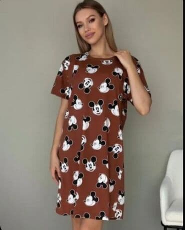 saç rəngləyən şampun: Qrafikli rahat ev donları (Tunika) - Model: qısaqollu, dizə qədər — 3