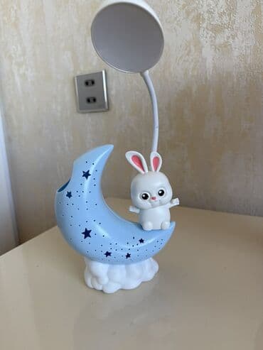 gecə işıqları: Uşaq otağı üçün 2 ədəd masa lampası dəsti 1) Ay və dovşan temalı LED — 2