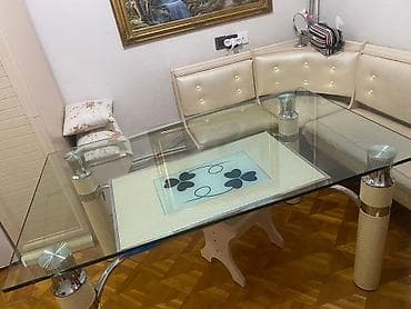 Mətbəx masası, Açılmayan, Şüşə, Dördbucaq masa