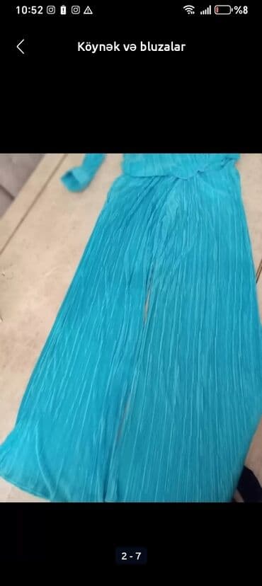 dəst geyimlər: Məhsul: Qadın dəsti – köynək və şalvar Brend: COLLOVER (etiketdə “44” — 4