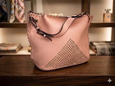 dkny canta: Qadın çantası – çiyin üçün - Rəng: pudra/çəhrayı - Material: toxumalı — 1