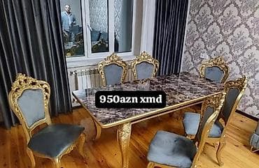 plasmas stol stul qiymetleri: Qonaq otağı üçün, Yeni, Açılmayan, Dördbucaq masa, 6 stul — 1