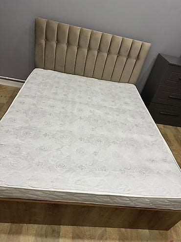 ucuz mebeller: İkinəfərlik çarpayı, Bazalı, Matras ilə, Siyirməli — 1