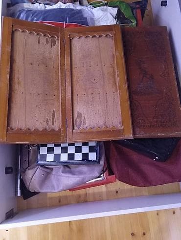 Taxta nərd-taxta dəsti. Hərşeyi var. - Material: bərk ağac, əl işinə