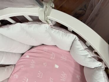 pərdə tül qiymətləri: Для девочки и мальчика, Б/у, Овальная, Колыбель, С бортиками, С матрасом, С механизмом качания — 6