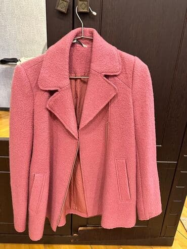 yun jaket modelleri: Qadın üst geyimləri dəsti 1) Çəhrayı jaket-palto - Yumşaq toxumalı — 1