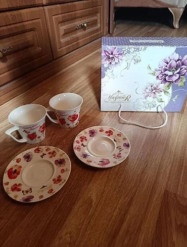 8 mart hediyelik: Çay dəsti, rəng - Ağ, Farfor — 2