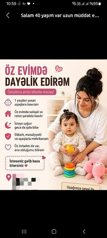 İnşahatçilarda qaliram öz evimde uşaga baxiram 4 il tecrubem var — 1
