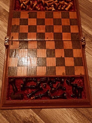 masaüstü futbol oyun seti: Taxta şahmat dəsti – qutulu, əl işinə bənzər klassik model — 5